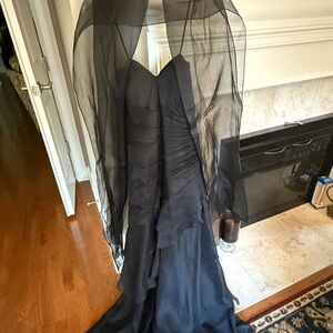 Theia Black Strapless Dress